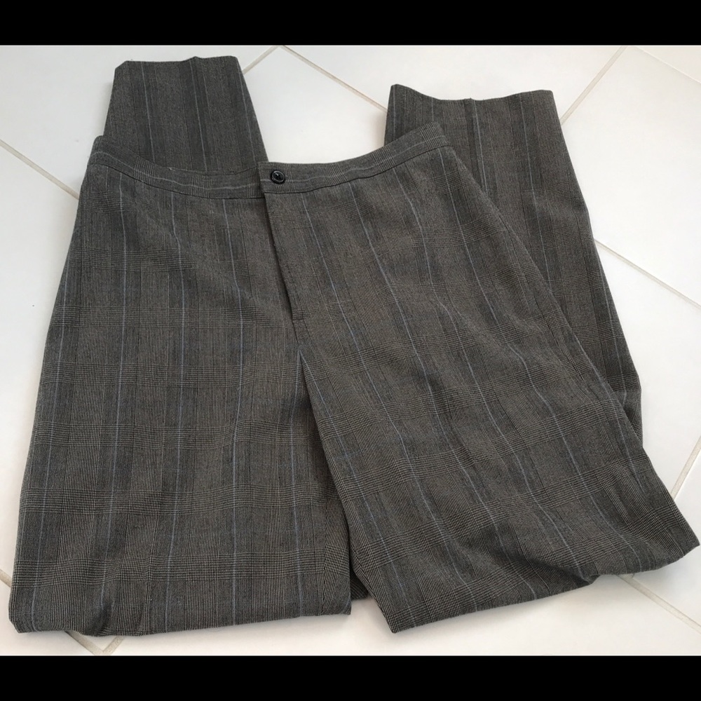 Checkered/pin stripe black, light blue trousers